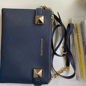 Michael Kors Crossbody bag navy blue gold accents